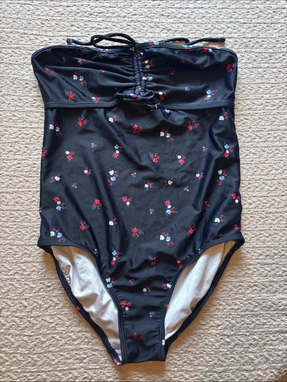 Old Navy One-Piece Swimsuit with Red and White Floral Print